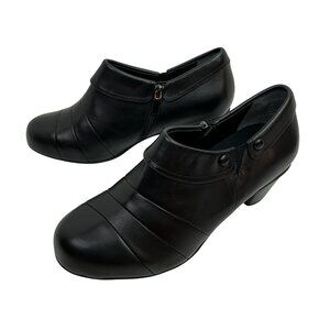Barefoot Freedom Ashton Zip Leather Heeled Shoes Womens 9.5WW Black NWOT